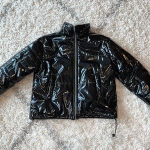 Black Shiny Puffer Coat